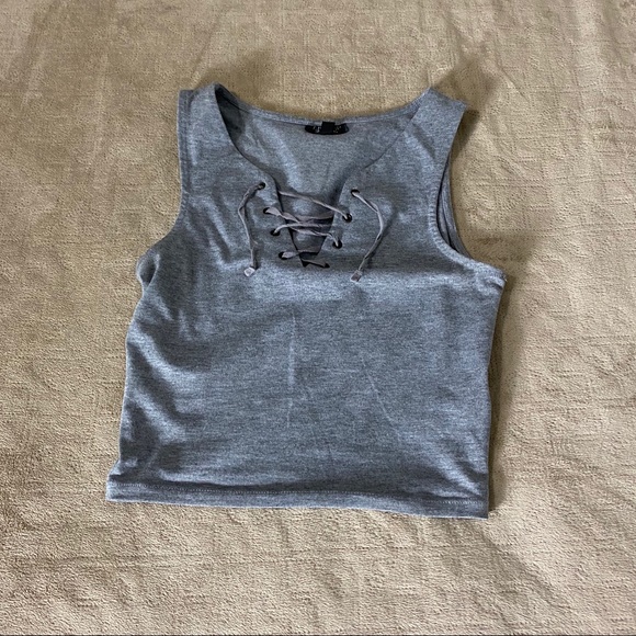 Topshop Gray Crop Top - Picture 3 of 8